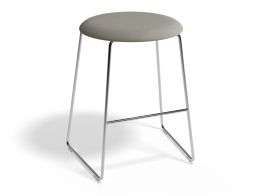 HUGO Lowstool 46cm Chromeframe Lightgreyfabric Roundseat