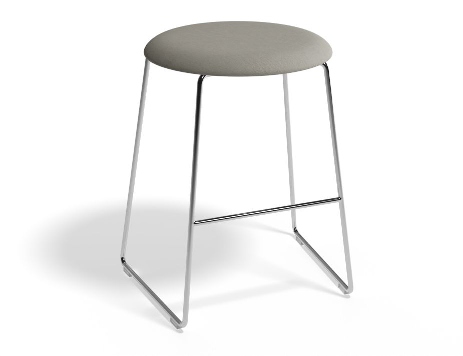 HUGO Lowstool 46cm Chromeframe Lightgreyfabric Roundseat