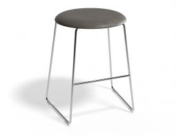 HUGO Lowstool 46cm Chromeframe Greyvinyl Roundseat