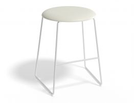 Hugo Low Stool - White - Vintage PU Seat