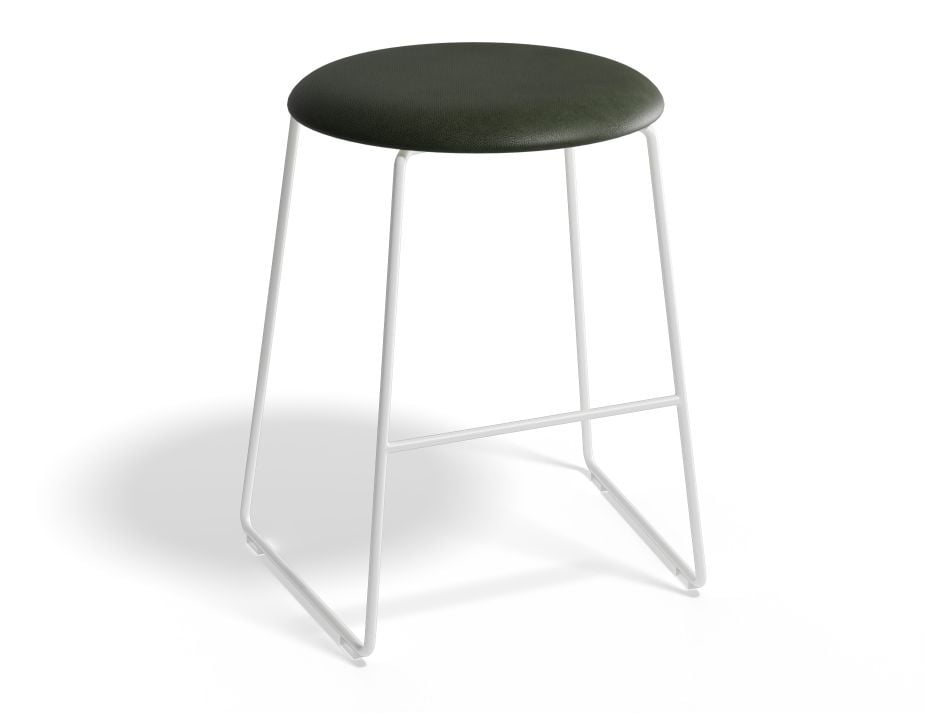 HUGO Lowstool 46cm Whiteframe Greenvinyl Roundseat