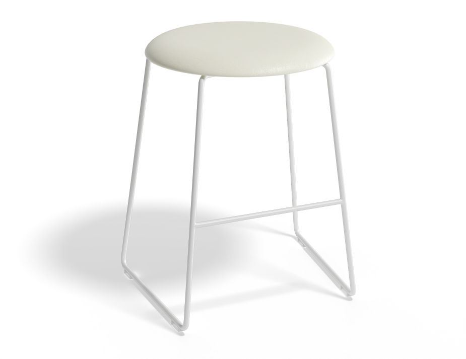 HUGO Lowstool 46cm Whiteframe Whitevinyl Roundseat