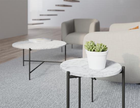 Nexus Marble Side Table - White Carrara 