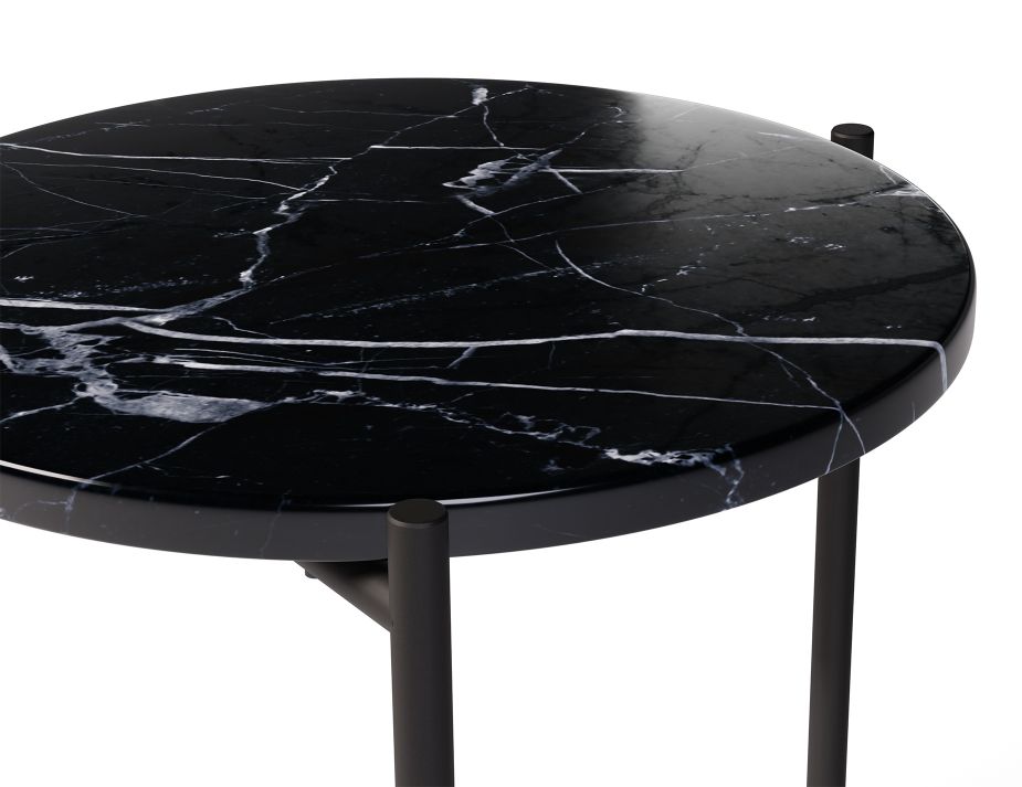 Black Vein Side Table In Marble