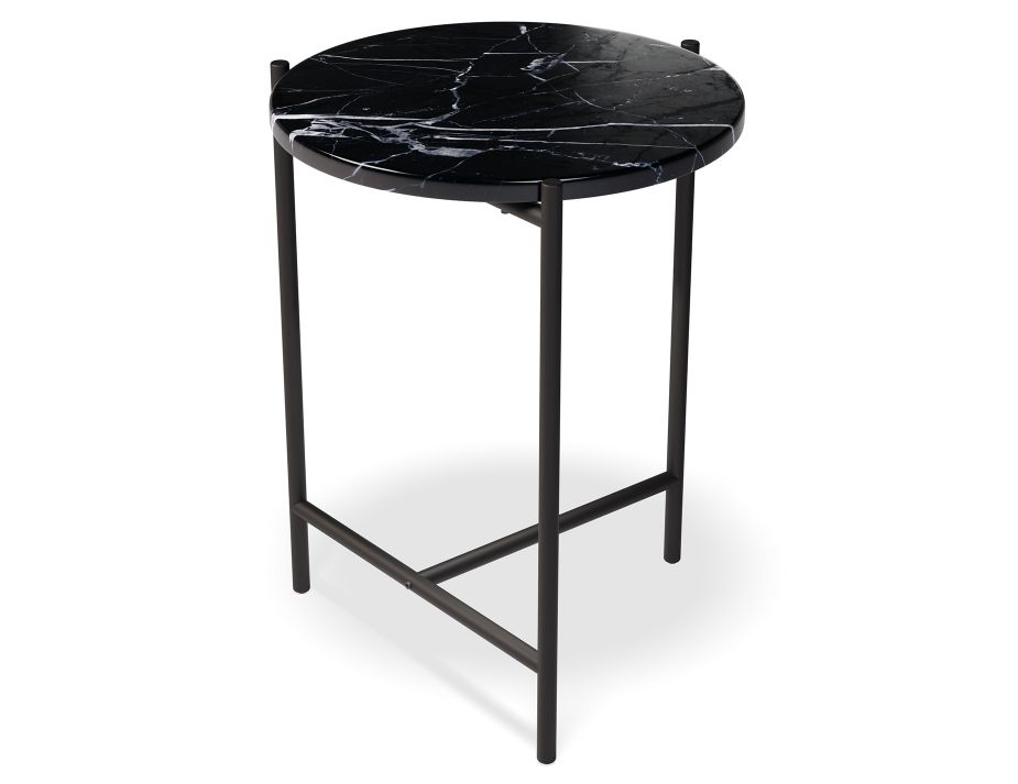 Small Round Black Marble Side Table