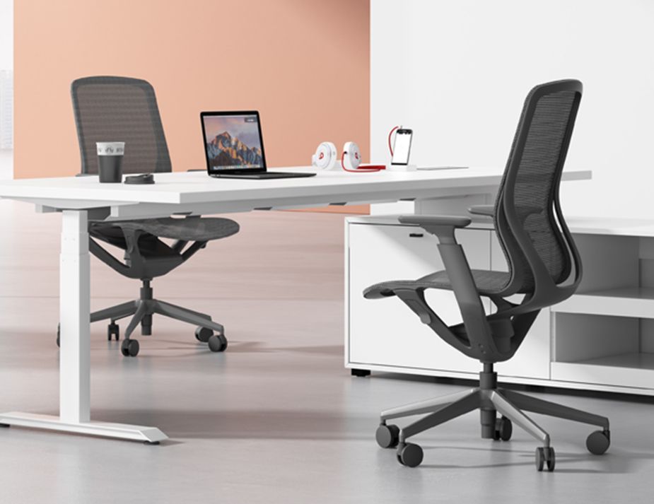 Two Office Chairs At White Desk