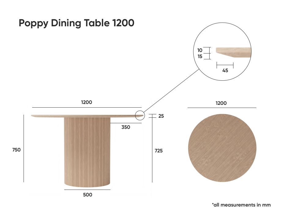 Poppy Table 1200 Dimensions