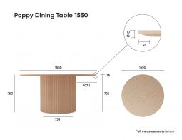 Poppy Table 1550 Dimensions