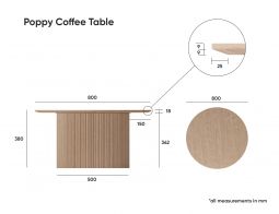 Poppy Coffee Table 800mm Dimensions