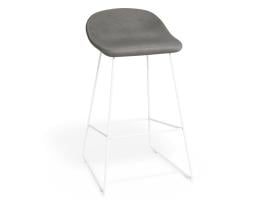 Pop Stool - White Frame and Upholstered Vintage Grey Seat