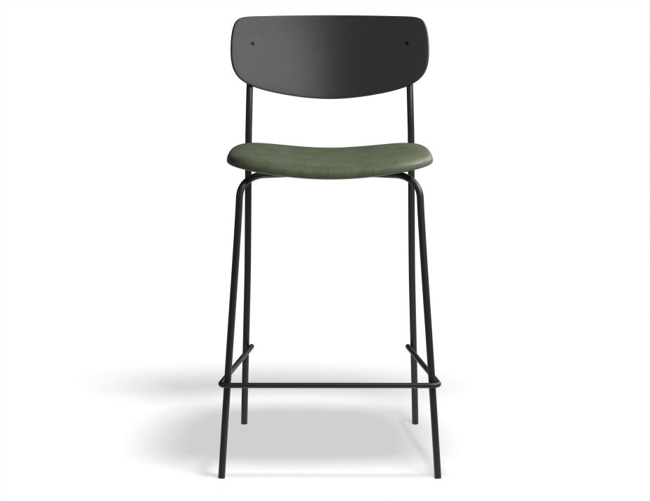 Rylie Stool 65cm Black GreenPU Front