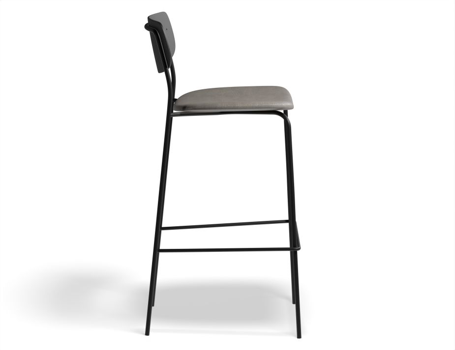 Rylie Stool 75cm Black GreyPU Side