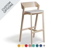Merano Bar Stool - Upholstered Seat and Veneer Back - by TON
