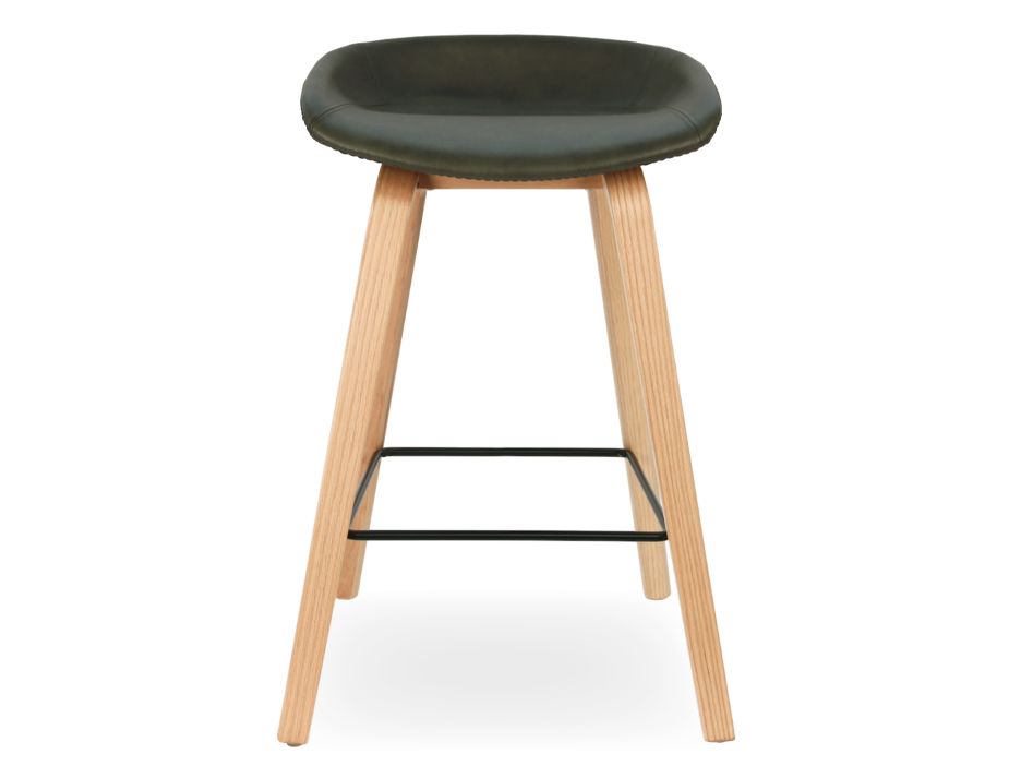 Kobe Stool Green Vegan Leather Front