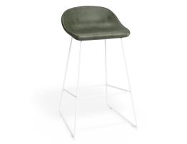 Pop Stool - White Frame and Upholstered Vintage Green Seat