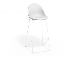Pebble Stool White Upholstered Seat 