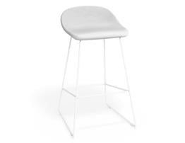 Pop Stool - White Frame and Upholstered White Seat