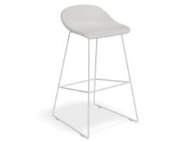 Pop Stool - White Frame and Upholstered White Seat