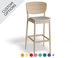 Valencia Stool - Upholstered Seat and Veneer Back - by TON