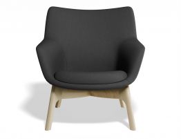 Flow Lounge Chair - Wood Base - Dark Grey