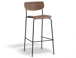 Rylie Stool - Padded Seat with Walnut Backrest