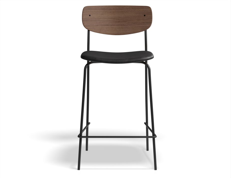 P4 Rylie Stool 65cm Walnut BlackPU Front