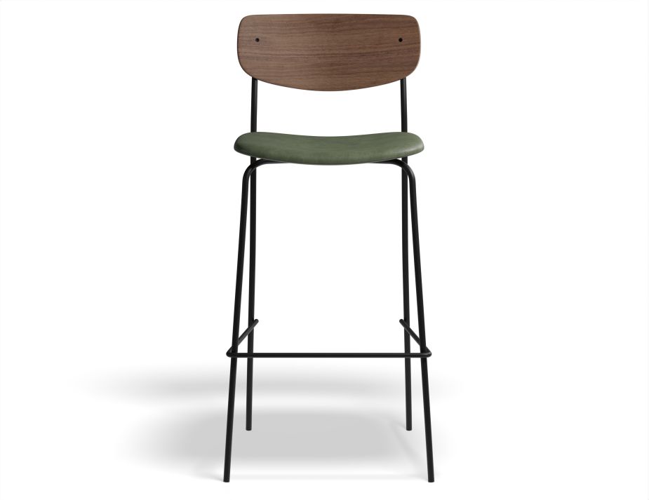 P4 Rylie Stool 75cm Walnut GreenPU Front