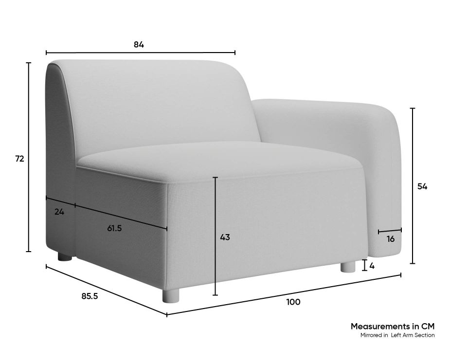P 5 Atticus 1seaterrightarmrest Measurements
