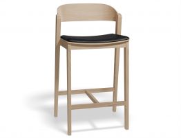 Grayson Kitchen Stool 65cm Natural Oak Black Vinyl Seat Pad image