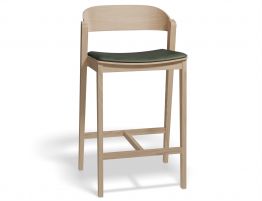 Grayson Kitchen Stool 65cm Natural Oak Vintage Green PU Seat image