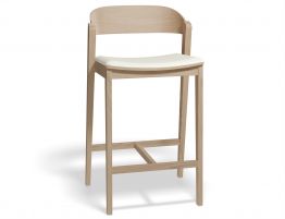 GraysonKitchen Stool 65cm Natural Ash White Vinyl Seat image