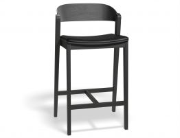 Grayson Kitchen Stool 65cm Black Ash Frame Black Vinyl Seat image