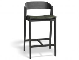Grayson Kitchen Stool 65cm Black Ash Frame Vintage Green PU Seat image