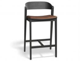 Grayson Kitchen Stool 65cm Natural Ash Vintage Tan PU Seat image
