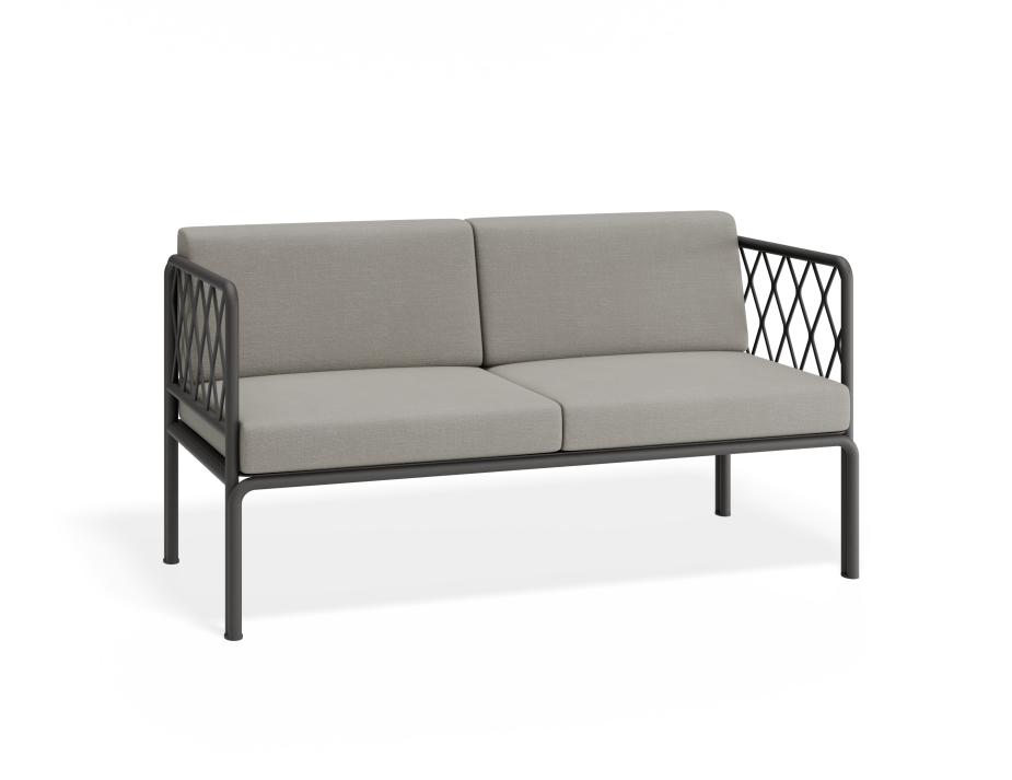 P 1 Sevillev2 2seater Charcoalframe Lightgreycushion