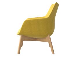 Flow Lounge Chair Wood Base Yellow Side