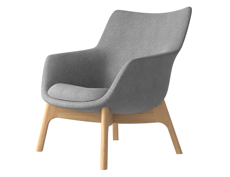 Flow Lounge Chair Wood Base Grey