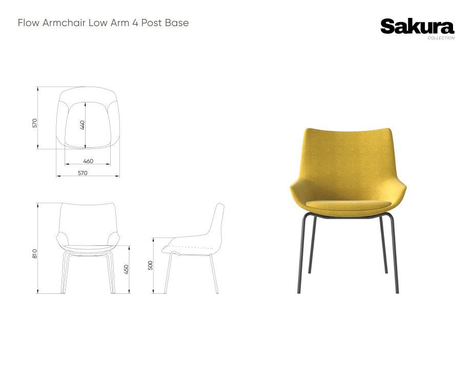 Sakura Collection Flow Armchair Low Arm 4 Post Base Website 
