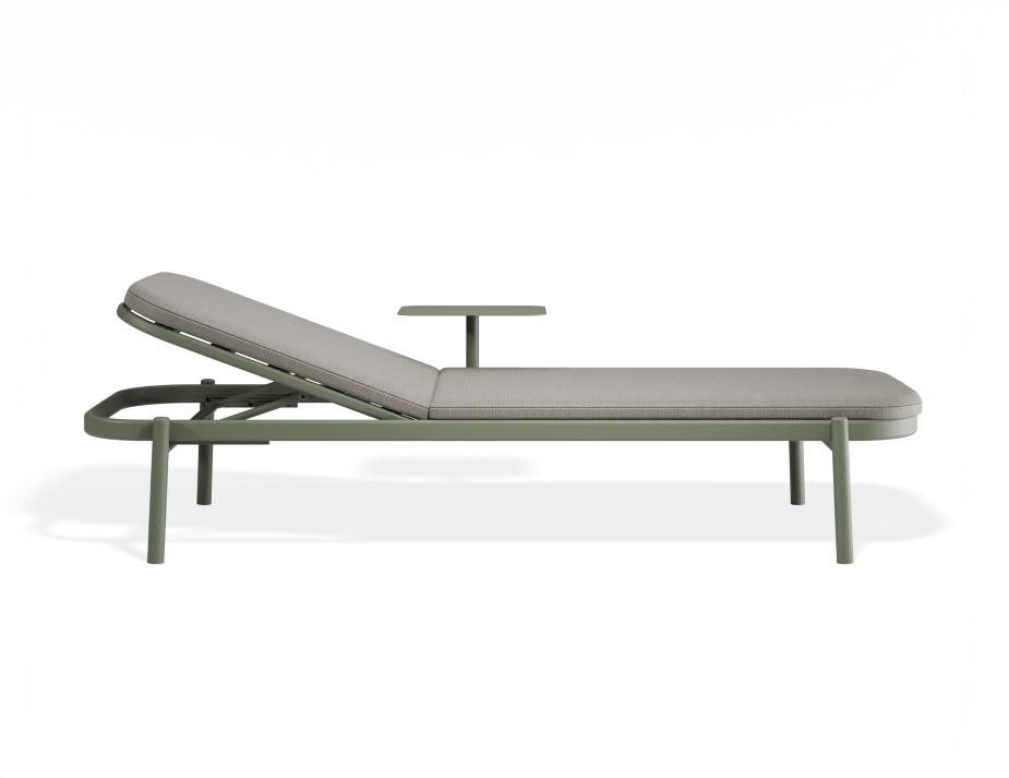P 3 Verano Sunlounge Sidetable Greenframe Lightgreyfabric