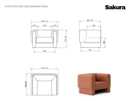 Sakura Collection Line Drawings Website Fold Armchair Upholstered Base