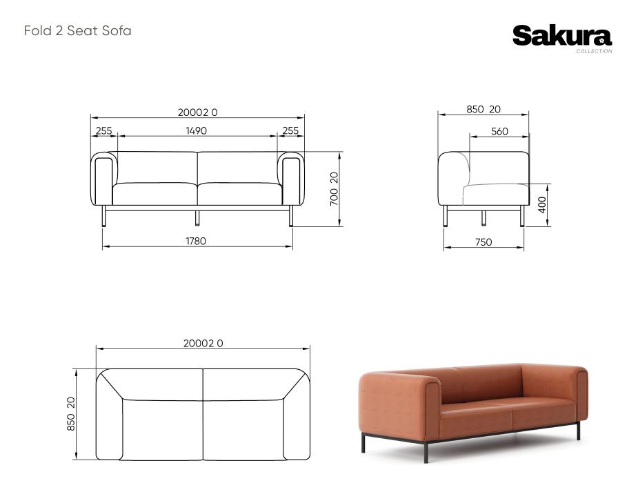 Sakura Collection Line Drawings Website 2 Seat Sofa