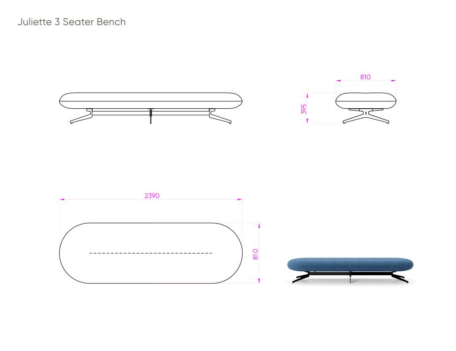 Juliette 3 Seat Bench
