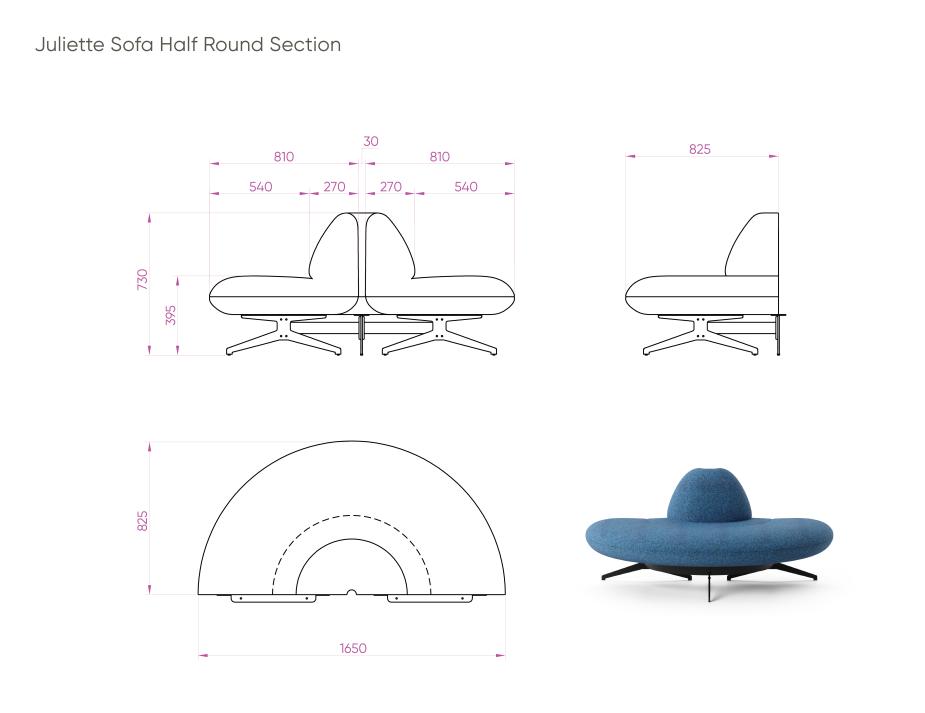 Juliette Sofa Half Round Section