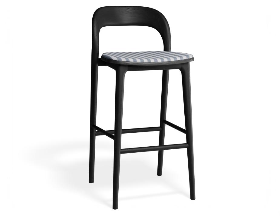 P 1 Mia Barstool Black Custom Bluestripe