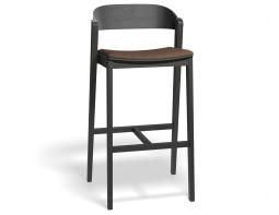 P 1 Grayson 75cmbarstool Pad Black Printedsuede