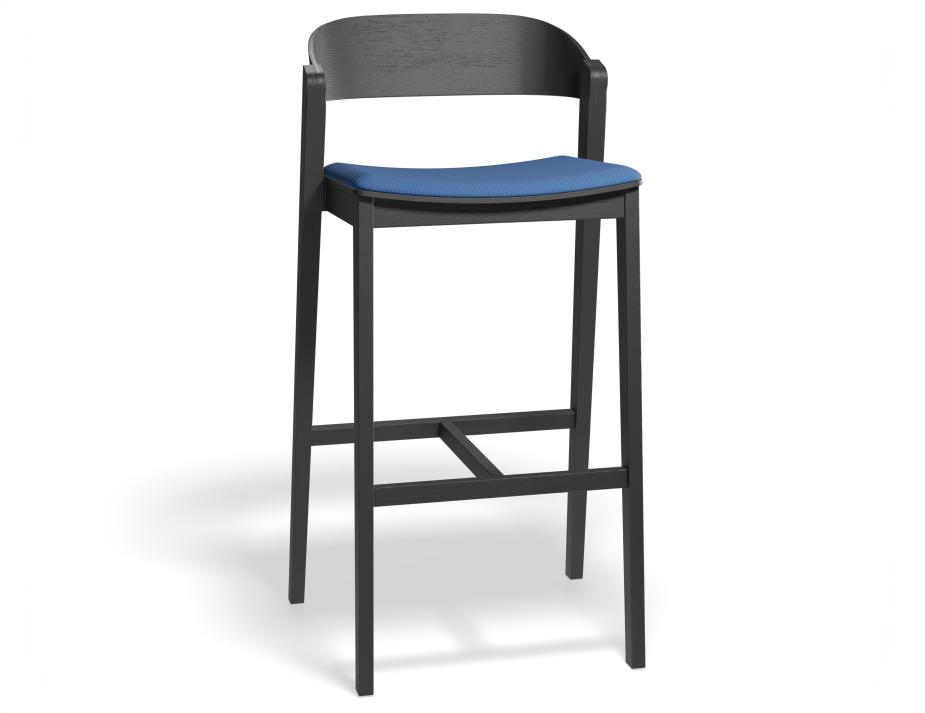 P 1 Grayson 75cmbarstool Pad Black Bluecorduroy