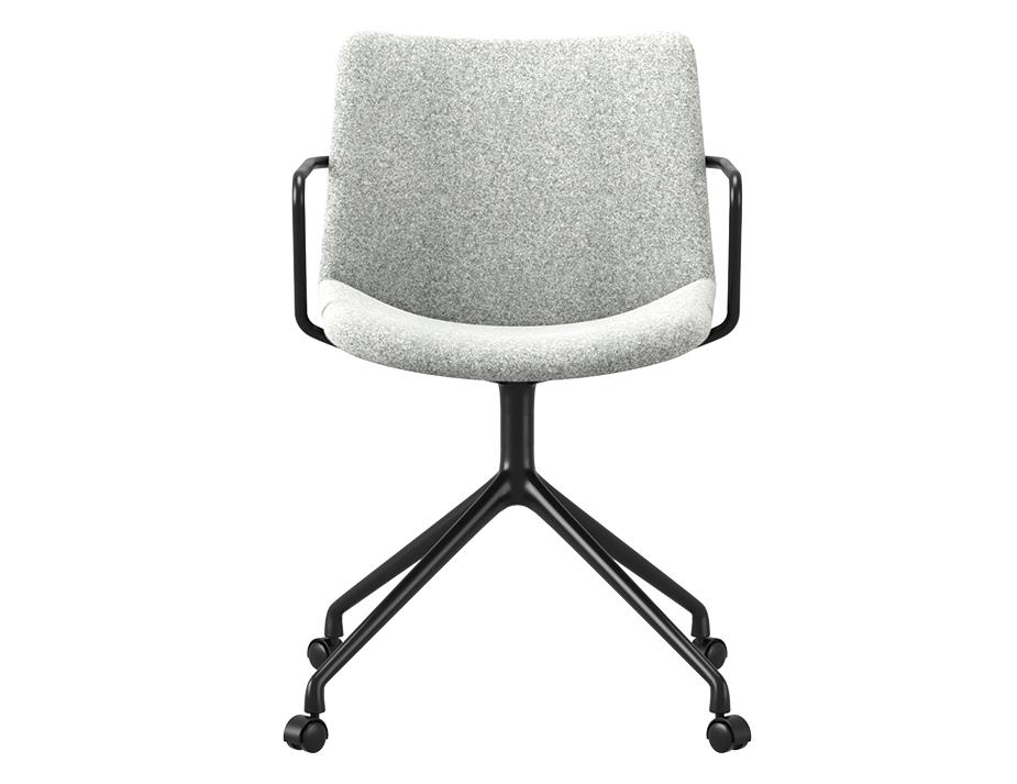 Grey Flow Chair Arms Swivel Castors Side 1