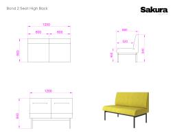 Sakura Bond 2 Seat High Back