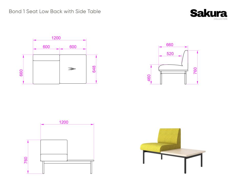 Sakura Bond 1 Seat Side Table Low Back