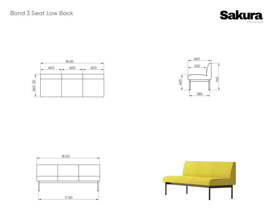 Sakura Bond 3 Seat High Back